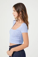 Cropped Rib-Knit Tee