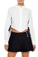 Lace-Up Ribbon Cropped Shirt