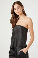 Satin Asymmetrical Strapless Top