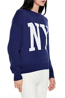 NY Graphic Drop-Sleeve Sweater