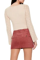 Cropped Pointelle Sweater