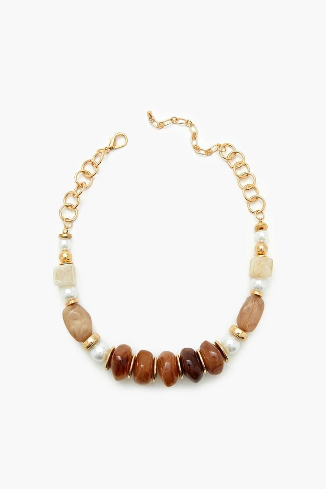 Beaded Faux Stone Necklace