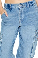 Mid-Rise Denim Cargo Joggers