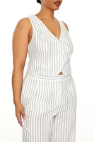 Plus Pinstriped Plunging Vest