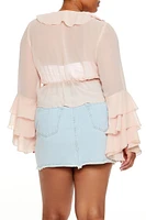 Plus Chiffon Ruffle-Trim Top