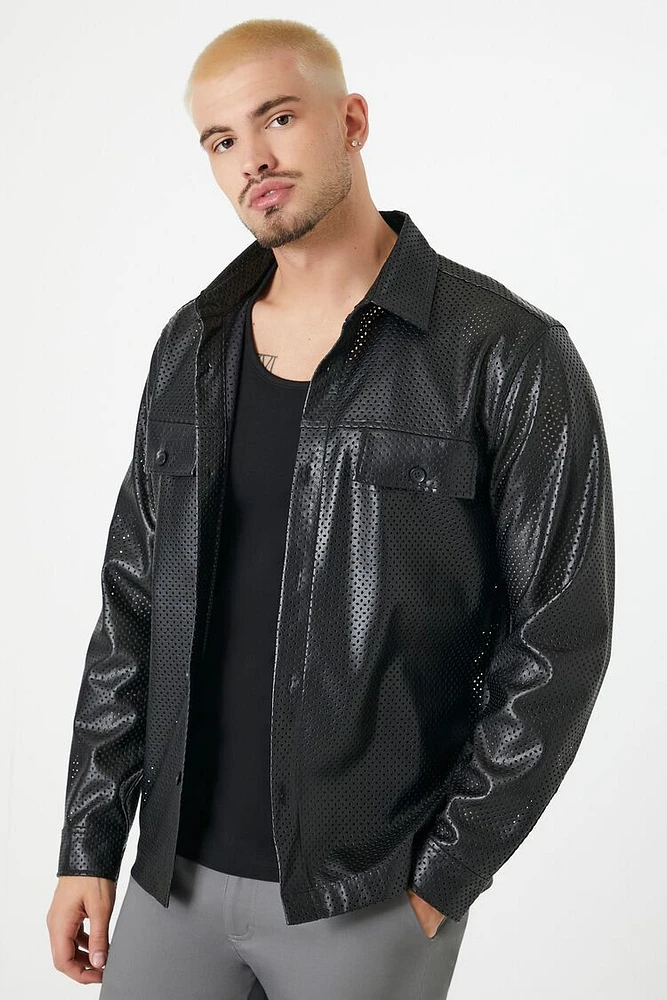 Faux Leather Perforated Shirt