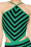 Chevron Sweater-Knit Halter Top