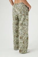 Twill Camo Print Cargo Pants