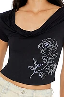 Rhinestone Rose Crop Top