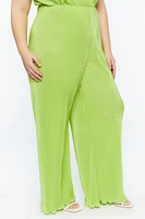 Plus Plisse Lettuce-Edge Wide-Leg Pants