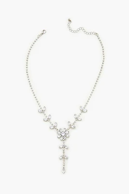 Rhinestone Flower Y-Chain Necklace