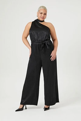 Plus Satin One-Shoulder Jumpsuit