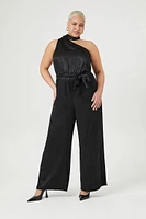 Plus Satin One-Shoulder Jumpsuit