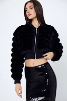 Faux Fur Cropped Bomber Jacket