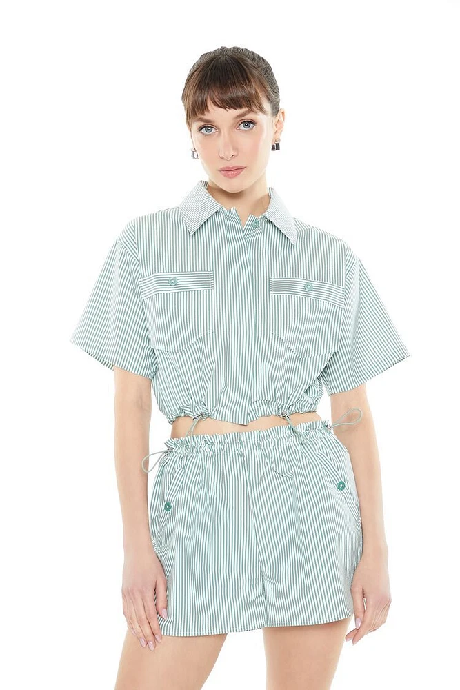 Pinstriped Cropped Shirt