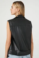 Faux Leather Moto Vest