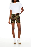 Camo Print Biker Shorts