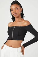 Ribbed Off-the-Shoulder Crop Top