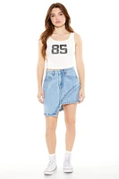 Asymmetrical Denim Mini Skirt