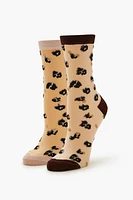 Sheer Leopard Crew Sock Set - 2 pack