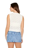 Pointelle Knit Scalloped Vest