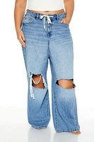 Plus Baggy Drawstring Jeans