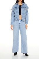 Cutout Bow Denim Trucker Jacket