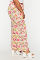 Plus Floral Print Wide-Leg Pants