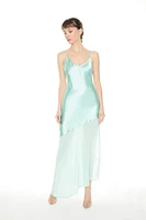 Satin Flounce-Hem Maxi Dress