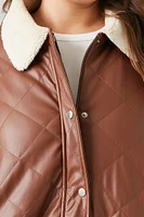 Plus Faux Leather Bomber Jacket