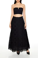 Eyelet Tube Top & Maxi Skirt Set