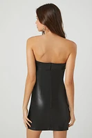 Faux Leather Foldover Tube Dress