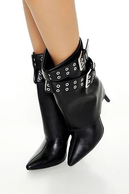 Buckled Overlay Stiletto Booties