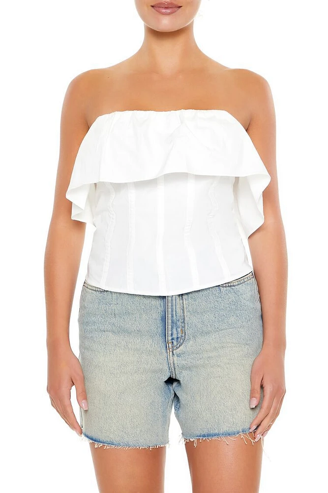 Poplin Flounce Tube Top