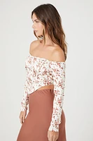 Floral Print Off-the-Shoulder Crop Top