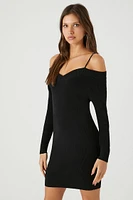 Open-Shoulder Sweater Mini Dress