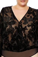 Plus Sheer Burnout Bodysuit