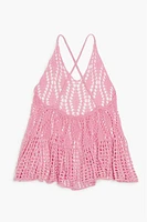Crochet Swim Cover-Up Mini Dress