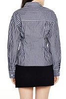 Striped Poplin Lace-Up Shirt