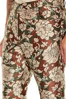 Jacquard Floral Slim-Fit Pants