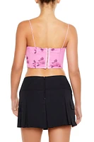 Ruffle Rose Print Cropped Cami