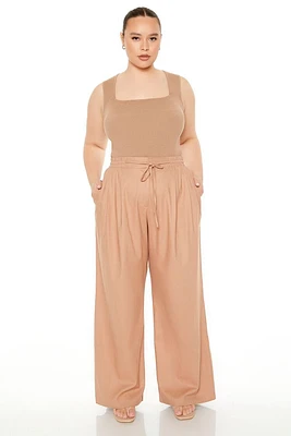 Plus Drawstring Wide-Leg Pants