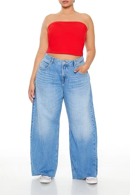 Plus High-Rise Barrel Jeans