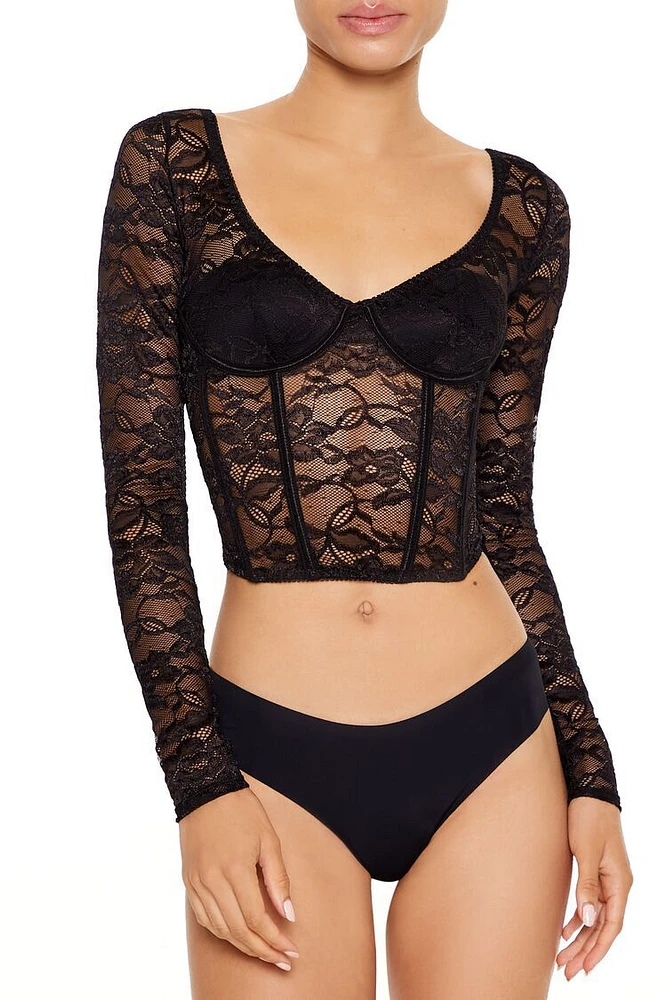 Lace Lingerie Corset Crop Top