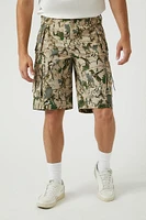 Leaf Print Cargo Shorts