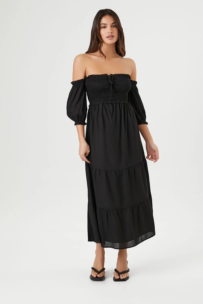 Tiered Off-the-Shoulder Midi Dress