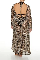 Plus Leopard Swim Cover-Up Dress