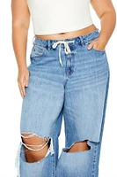 Plus Baggy Drawstring Jeans