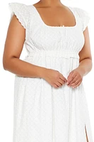 Plus Eyelet Midi Babydoll Dress