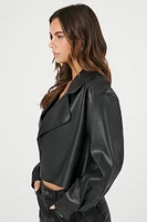 Cropped Faux Leather Jacket